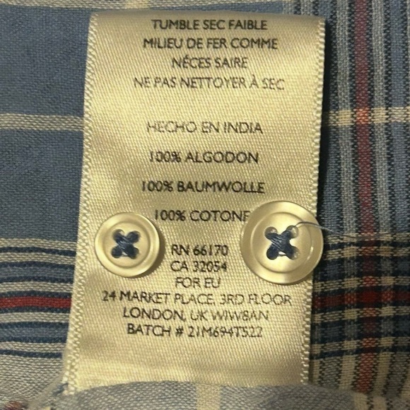 Salt Valley Western Plaid Snap Button Shirt Blue/Cream Long Sleeve Cotton Large - Picture 6 of 9